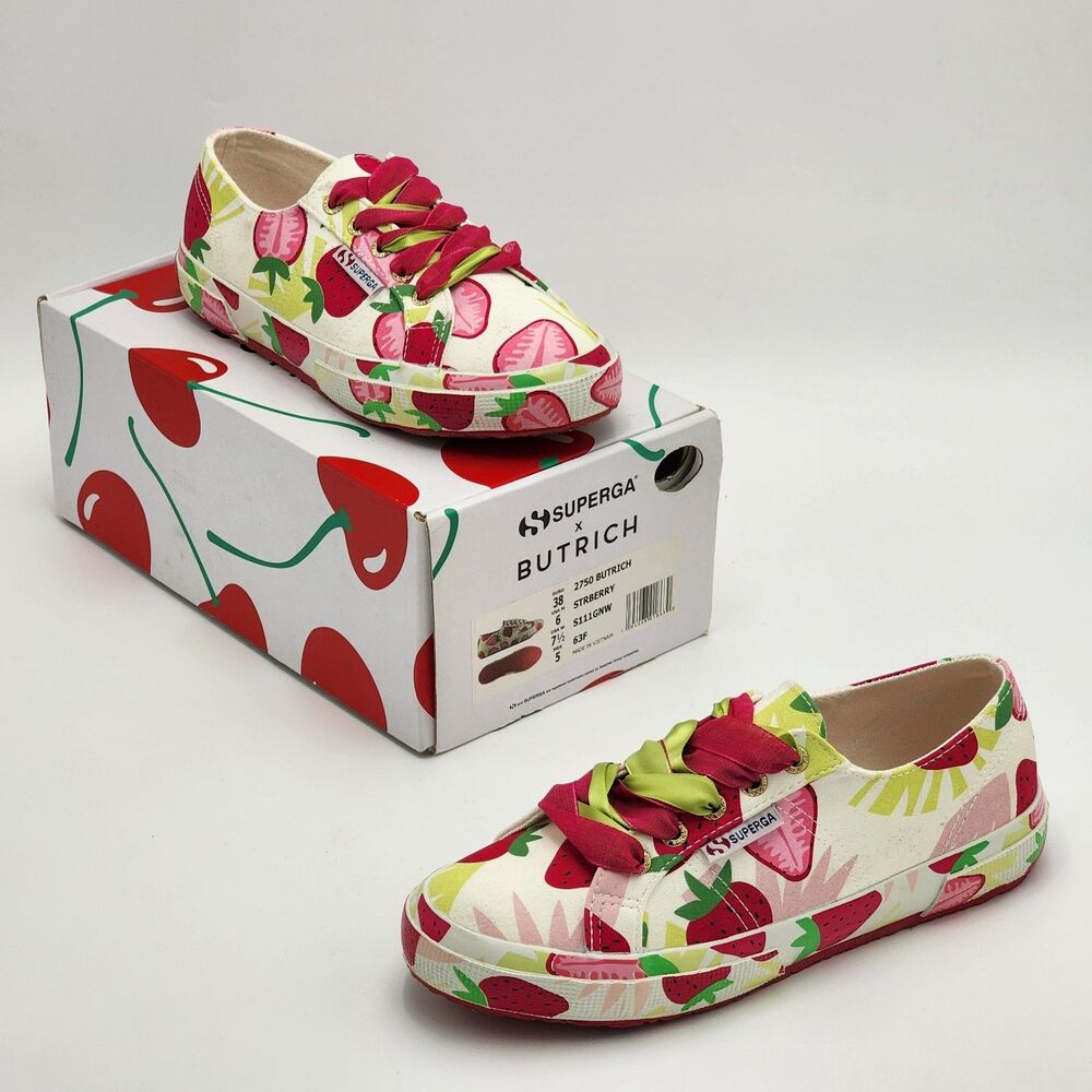 Superga x Butrich RARE Strawberry Print Sneakers Size 7.5